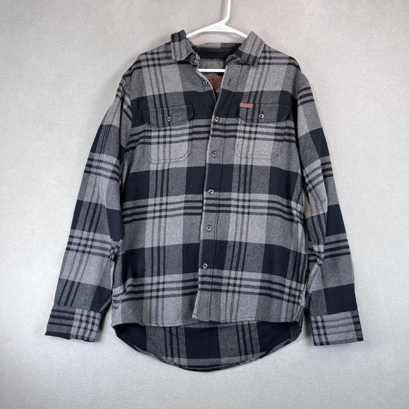 Orvis Other - Orvis Shirt Mens Medium Gray Black Plaid Flannel Button Up Heavyweight Pockets